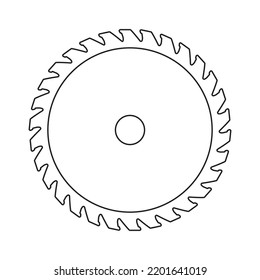 Icono circular de la línea de la sierra. Icono de hoja de vista, icono de vector de línea de salida, icono de vector de línea delgada simple. Trazo editable.