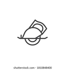 Icono circular de la línea de la sierra. signo de estilo lineal para concepto móvil y diseño web. Controlar el icono del vector de contorno de sierra eléctrica. Símbolo, ilustración del logotipo. Gráficos vectoriales