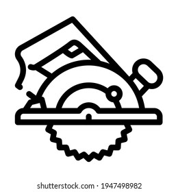 Kreissäge-Symbol, Vektorgrafik. Kreissäge-Schild. isoliertes Kontursymbol