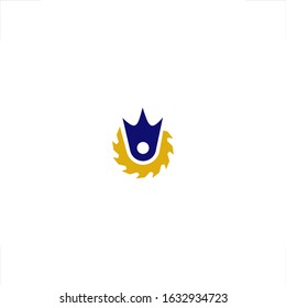 circular saw logo king crown design