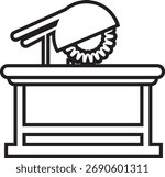 Circular Saw Machine Icon and Power Tool Vector of Cutting Blade, Electric Grinder, Construction Equipment, Carpentry Tool, Industrial Symbol in Black Line Style