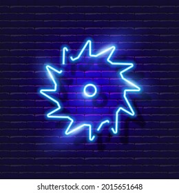 Circular Saw neon icon. Vector illustration for design. Repair tool glowing sign. Construction tools concept.