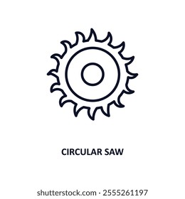 circular saw outline icon.  Thin line icon from construction tools collection. Editable vector isolated on white background