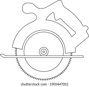 Circular saw outline vector close up illustration isolated