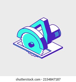 Circular saw power tool isometric vector icon illustration