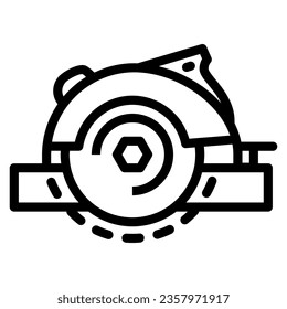 Circular saw with protective cover line icon, Safety engineering concept, sawmill sign on white background, Miter saw icon in outline style for mobile and web design. Vector graphics