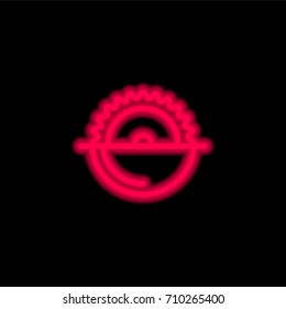 Circular saw red glowing neon ui ux icon. Glowing sign logo vector