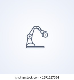 Circular saw robotic arm machine, vector best gray line icon on white background, EPS 10