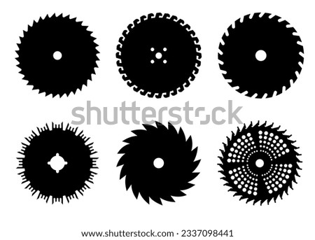 Circular saw. Rotary flat blades saw machine, cut teeth machine for carpentry, machine for wood construction. Vector