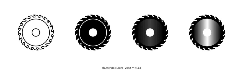 Circular Saw set icons. Linear, silhouette and flat style. Vector icons.