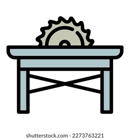 Circular saw stand icon outline vector. Carpenter tool. Wood work