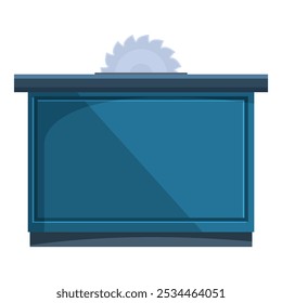 Circular saw standing on table for cutting wood material in carpentry workshop