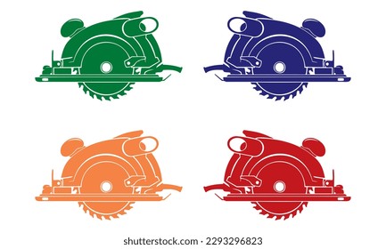 Ilustración del vector de disco dentado con acero. Herramienta De Mano Eléctrica Para Cortar Madera
