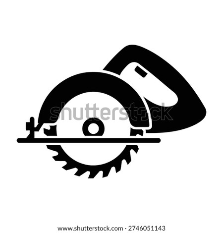 Circular saw symbolizes construction or woodworking tools in industrial design