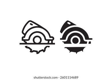 Circular saw tool icon black outline Vector