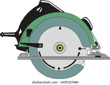 Circular saw vector flat icon. Electric disc tool for cutting wood or metal. Building equipment