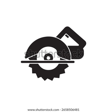 Circular saw vector icon isolated on white background. Simple silhouette illustration of sharp saw disc, carpentry work tool, cuting symbol.
