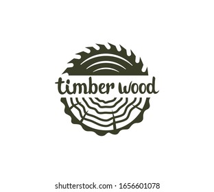 Circular saw wood, timber wood with tree rings, logo design. Lumber, industrial wood and wood in nature, vector design and illustration