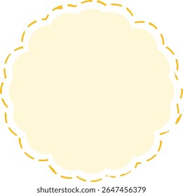 Circular scalloped label with yellow dotted edge, ideal for feminine tags, bakery packaging, or ornamental paper crafts.