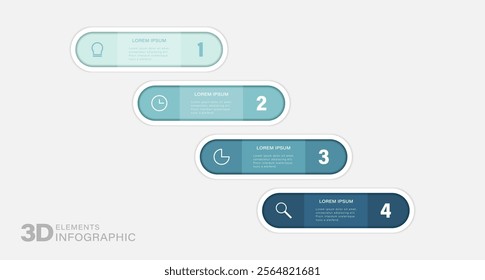 Circular scheme with three round  elements. Concept of business process with 4 stages. Minimal infographic design template.