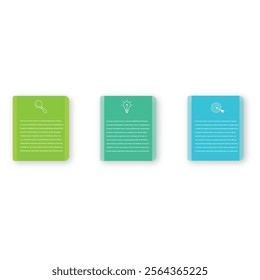 Circular scheme with three round paper elements. Concept of vertical business process with 3 stages.