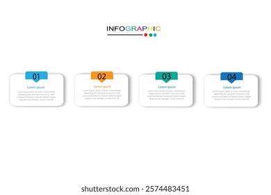 Circular scheme with three round paper elements. Concept of vertical business process with 4 stages. Minimal infographic design template. Modern flat