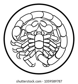 A circular Scorpio scorpion horoscope astrology zodiac sign icon