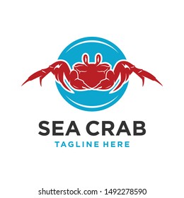 circular sea crab logo design