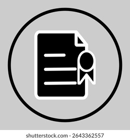 Ícone de certificado de selo circular para validação.