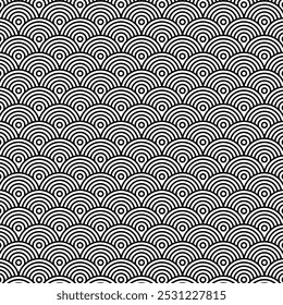 Circular y sin fisuras patrón blanco y negro para azulejos y Fondo de pantalla móvil. textura textil decoración con marco gráfico moderno