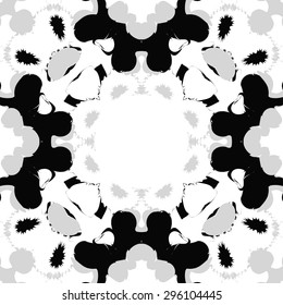 Circular seamless  pattern of abstract  decorative motif, spots,  waves, stars, copy space. Handmade.