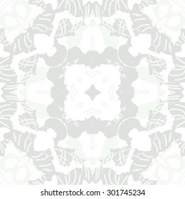 Circular seamless  pattern of abstract floral motif,stripes, spots, star, hole. Hand drawn.