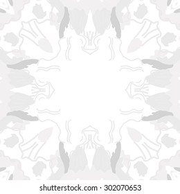 Circular seamless  pattern of abstract floral motif,stripes, hole, spots, copy space. Hand drawn.