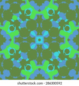 Circular  seamless pattern of  abstract motif, stars, spots, hole. Handmade.