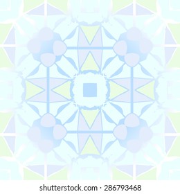 Circular  seamless pattern of abstract motif, wave, spots, crosses. Handmade.