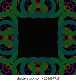 Circular  seamless pattern of abstract motif,  spots,  hole, copy space, wave. Handmade.
