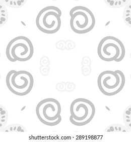 Circular seamless pattern of abstract motif, ellipses spirals. Handmade.