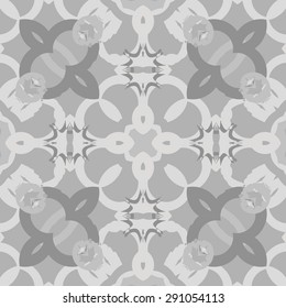 Circular seamless pattern of abstract motif, spots,stars, bagels , hole, waves. Handmade.