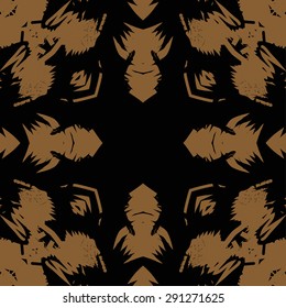Circular seamless  pattern of  abstract motif, doodles, spots, stripes, copy space. Hand drawn.