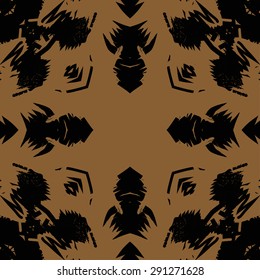 Circular seamless  pattern of  abstract motif, doodles, spots, stripes, copy space. Hand drawn.