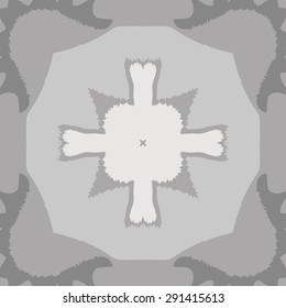 Circular seamless  pattern of abstract motif, cross, waves, zigzags, hole. Handmade.