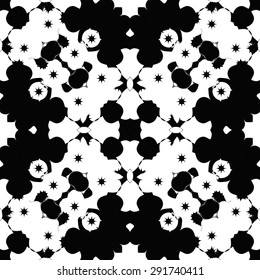 Circular seamless  pattern of abstract motif, spots, stars, hole. Handmade.