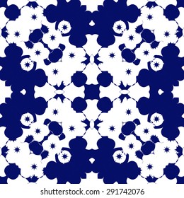 Circular seamless  pattern of abstract motif, spots, stars, hole. Handmade.