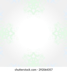 Circular seamless  pattern of abstract motif, spots, snowflakes,spirals, hole, stars,copy space. Hand drawn. Winter theme.