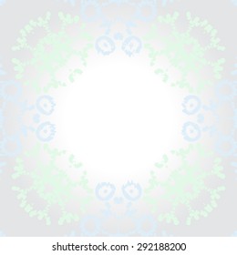 Circular seamless  pattern of abstract motif, spots, snowflakes, stars, hole, copy space. Hand drawn. Winter theme.
