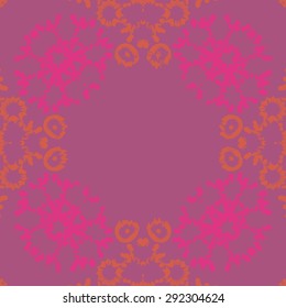 Circular seamless  pattern of abstract motif, spots, snowflakes, stars, hole, copy space. Hand drawn. Winter theme.