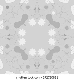 Circular seamless  pattern of abstract motif, spots, stars, ellipses, copy space. Hand drawn.