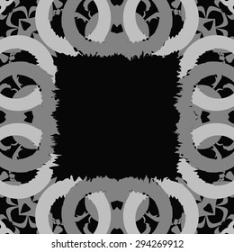 Circular seamless  pattern of abstract motif, spots,hole,waves, copy space. Handmade.