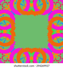 Circular seamless  pattern of abstract motif, spots,hole,waves, copy space. Handmade.