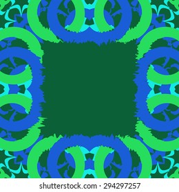 Circular seamless  pattern of abstract motif, spots,hole,waves, copy space. Handmade.